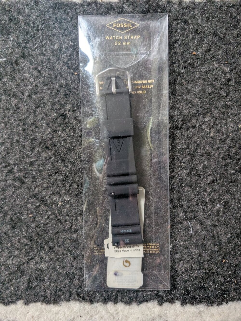Fossil Unisex Black Silicone Band